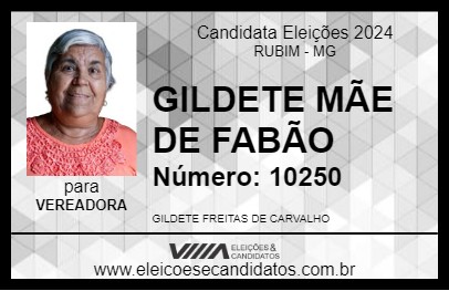 Candidato DETE MÃE DE FABÃO 2024 - RUBIM - Eleições