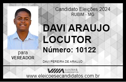 Candidato DAVI ARAUJO LOCUTOR 2024 - RUBIM - Eleições