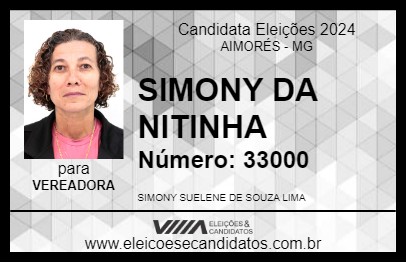 Candidato SIMONY DA NITINHA 2024 - AIMORÉS - Eleições