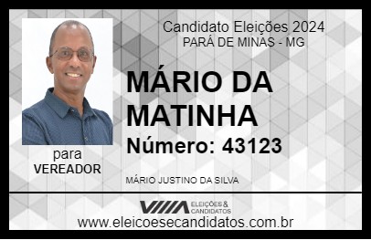 Candidato MÁRIO DA MATINHA 2024 - PARÁ DE MINAS - Eleições