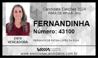 Candidato FERNANDINHA 2024 - PARÁ DE MINAS - Eleições