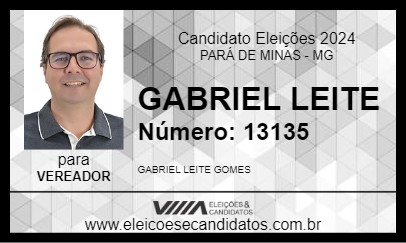 Candidato GABRIEL LEITE 2024 - PARÁ DE MINAS - Eleições