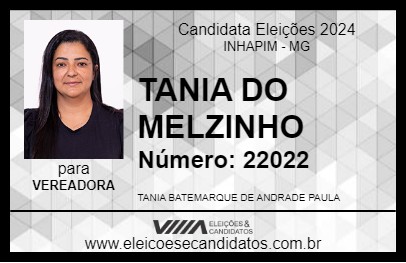 Candidato TANIA DO MELZINHO 2024 - INHAPIM - Eleições