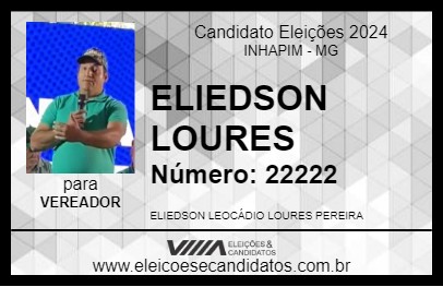 Candidato ELIEDSON LOURES 2024 - INHAPIM - Eleições