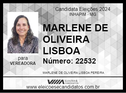 Candidato MARLENE DE OLIVEIRA LISBOA 2024 - INHAPIM - Eleições