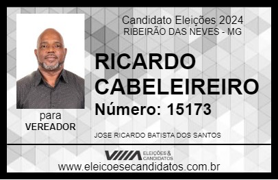 Candidato RICARDO CABELEIREIRO 2024 - RIBEIRÃO DAS NEVES - Eleições