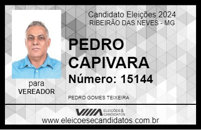 Candidato PEDRO CAPIVARA 2024 - RIBEIRÃO DAS NEVES - Eleições