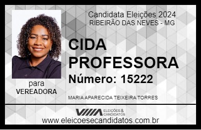 Candidato CIDA PROFESSORA  2024 - RIBEIRÃO DAS NEVES - Eleições