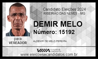 Candidato DEMIR MELO 2024 - RIBEIRÃO DAS NEVES - Eleições