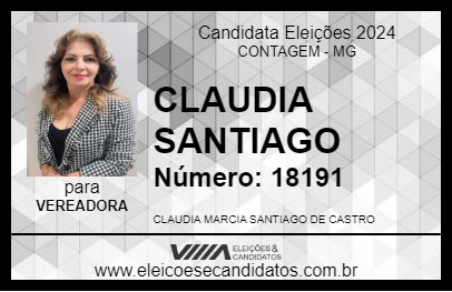 Candidato CLAUDIA SANTIAGO 2024 - CONTAGEM - Eleições