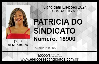 Candidato PATRICIA DO SINDICATO 2024 - CONTAGEM - Eleições