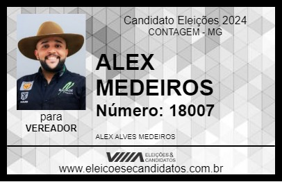 Candidato ALEX  MEDEIROS 2024 - CONTAGEM - Eleições