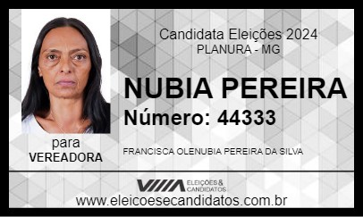 Candidato NUBIA PEREIRA 2024 - PLANURA - Eleições