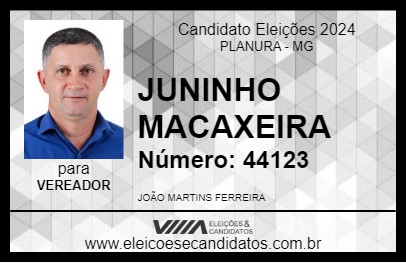 Candidato JUNINHO MACAXEIRA 2024 - PLANURA - Eleições