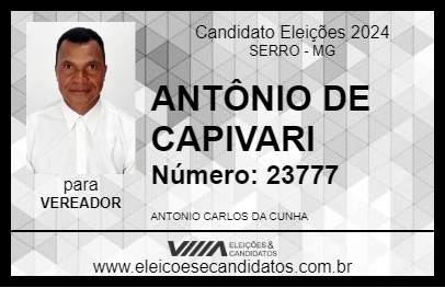 Candidato ANTÔNIO DE CAPIVARI 2024 - SERRO - Eleições