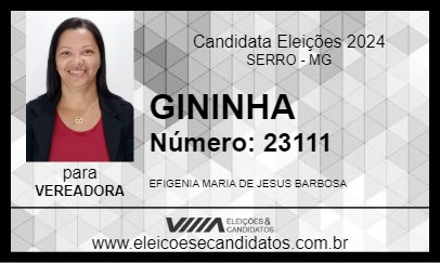 Candidato GININHA 2024 - SERRO - Eleições