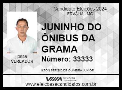 Candidato JUNINHO DO ÔNIBUS DA GRAMA 2024 - ERVÁLIA - Eleições