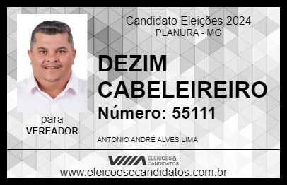 Candidato DEZIM CABELEIREIRO 2024 - PLANURA - Eleições