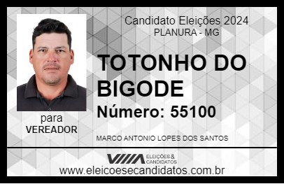 Candidato TOTONHO DO BIGODE 2024 - PLANURA - Eleições