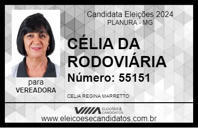 Candidato CÉLIA DA RODOVIÁRIA 2024 - PLANURA - Eleições