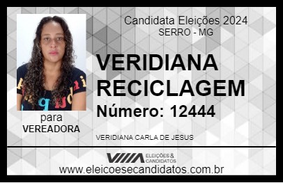 Candidato VERIDIANA RECICLAGEM 2024 - SERRO - Eleições