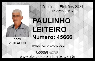 Candidato PAULINHO LEITEIRO 2024 - IPANEMA - Eleições