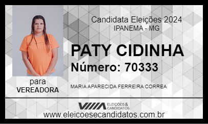 Candidato PATY CIDINHA 2024 - IPANEMA - Eleições