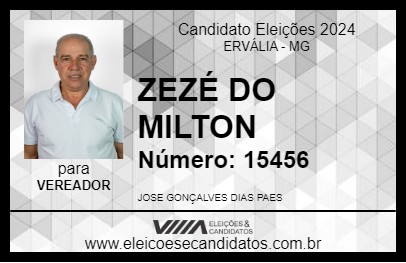 Candidato ZEZÉ DO MILTON 2024 - ERVÁLIA - Eleições