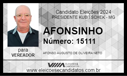 Candidato AFONSINHO 2024 - PRESIDENTE KUBITSCHEK - Eleições