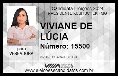 Candidato VIVIANE DE LÚCIA 2024 - PRESIDENTE KUBITSCHEK - Eleições