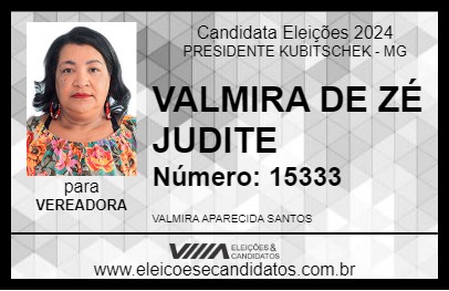 Candidato VALMIRA DE ZÉ JUDITE 2024 - PRESIDENTE KUBITSCHEK - Eleições