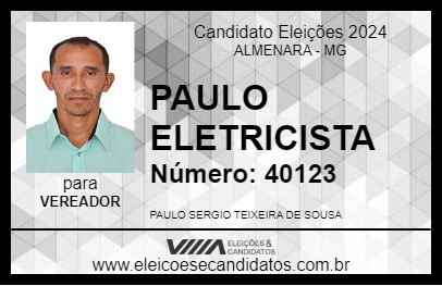 Candidato PAULO ELETRICISTA  2024 - ALMENARA - Eleições