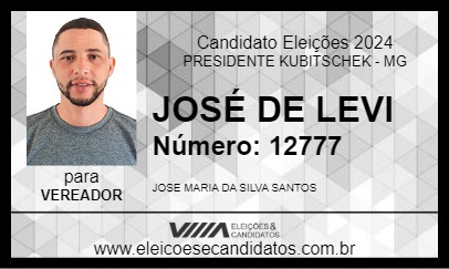 Candidato JOSÉ DE LEVI 2024 - PRESIDENTE KUBITSCHEK - Eleições