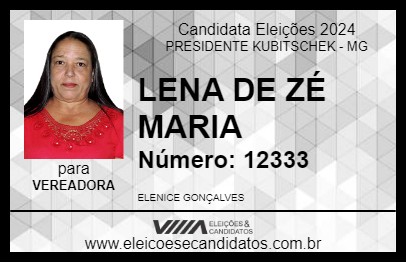 Candidato LENA DE ZÉ MARIA 2024 - PRESIDENTE KUBITSCHEK - Eleições