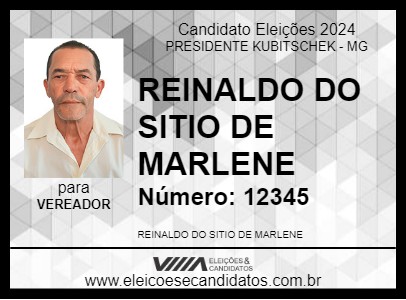 Candidato REINALDO DO SITIO DE MARLENE 2024 - PRESIDENTE KUBITSCHEK - Eleições