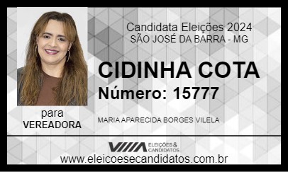 Candidato CIDINHA COTA 2024 - SÃO JOSÉ DA BARRA - Eleições