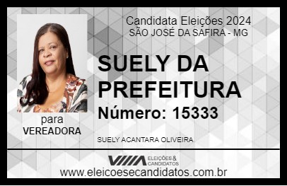 Candidato SUELY DA PREFEITURA 2024 - SÃO JOSÉ DA SAFIRA - Eleições