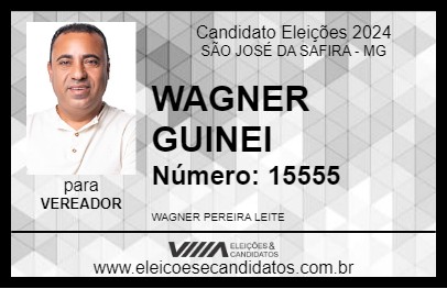 Candidato WAGNER GUINEI 2024 - SÃO JOSÉ DA SAFIRA - Eleições