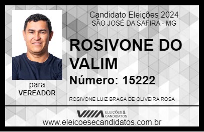 Candidato ROSIVONE DO VALIM 2024 - SÃO JOSÉ DA SAFIRA - Eleições