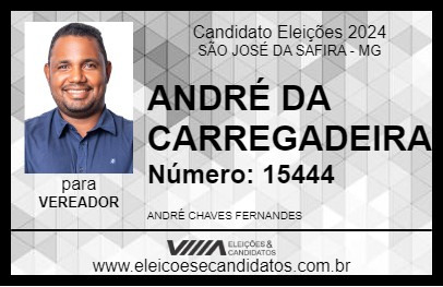 Candidato ANDRÉ DA CARREGADEIRA 2024 - SÃO JOSÉ DA SAFIRA - Eleições