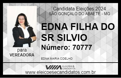 Candidato EDNA FILHA DO SR SILVIO 2024 - SÃO GONÇALO DO ABAETÉ - Eleições