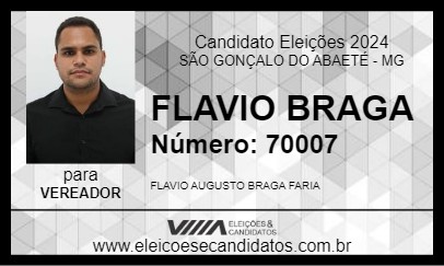 Candidato FLAVIO BRAGA 2024 - SÃO GONÇALO DO ABAETÉ - Eleições