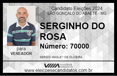 Candidato SERGINHO DO ROSA 2024 - SÃO GONÇALO DO ABAETÉ - Eleições