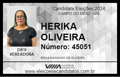 Candidato HERIKA OLIVEIRA 2024 - CAMPO DO MEIO - Eleições