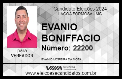 Candidato EVANIO BONIFFACIO 2024 - LAGOA FORMOSA - Eleições