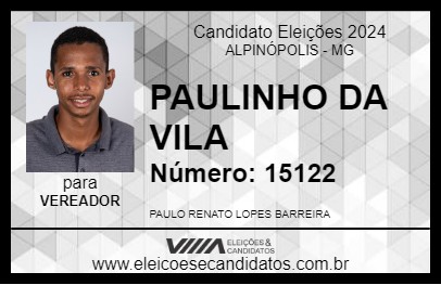 Candidato PAULINHO DA VILA 2024 - ALPINÓPOLIS - Eleições