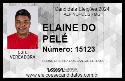 Candidato ELAINE DO PELÉ 2024 - ALPINÓPOLIS - Eleições