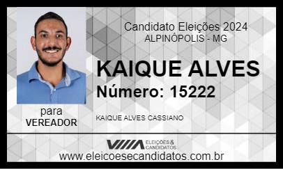 Candidato KAIQUE ALVES 2024 - ALPINÓPOLIS - Eleições