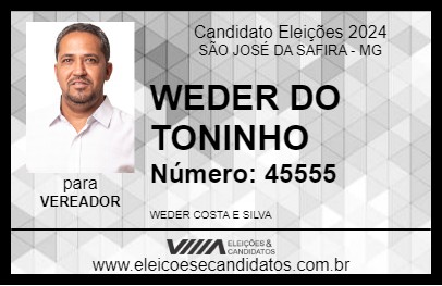 Candidato WEDER DO TONINHO 2024 - SÃO JOSÉ DA SAFIRA - Eleições