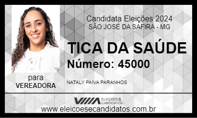 Candidato TICA DA SAÚDE 2024 - SÃO JOSÉ DA SAFIRA - Eleições